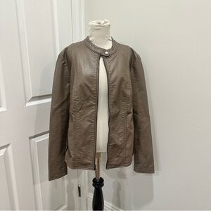 Bass Taupe Faux Leather Jacket